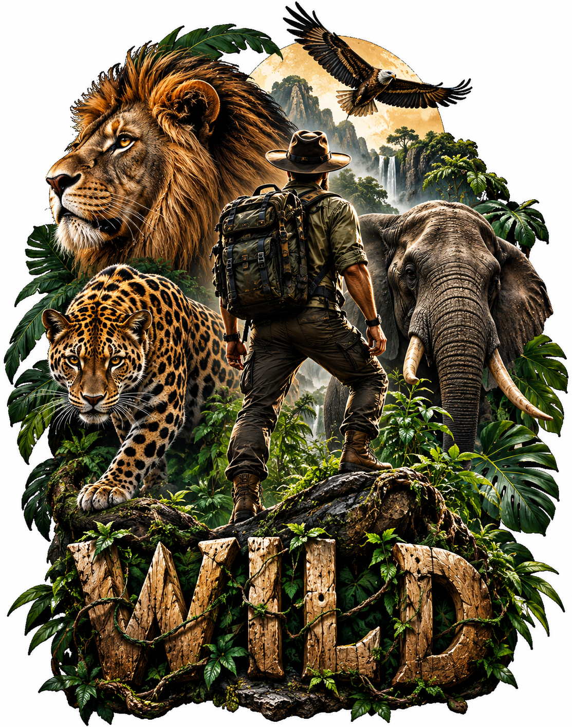 Printed Crew Neck Jungle T-Shirts