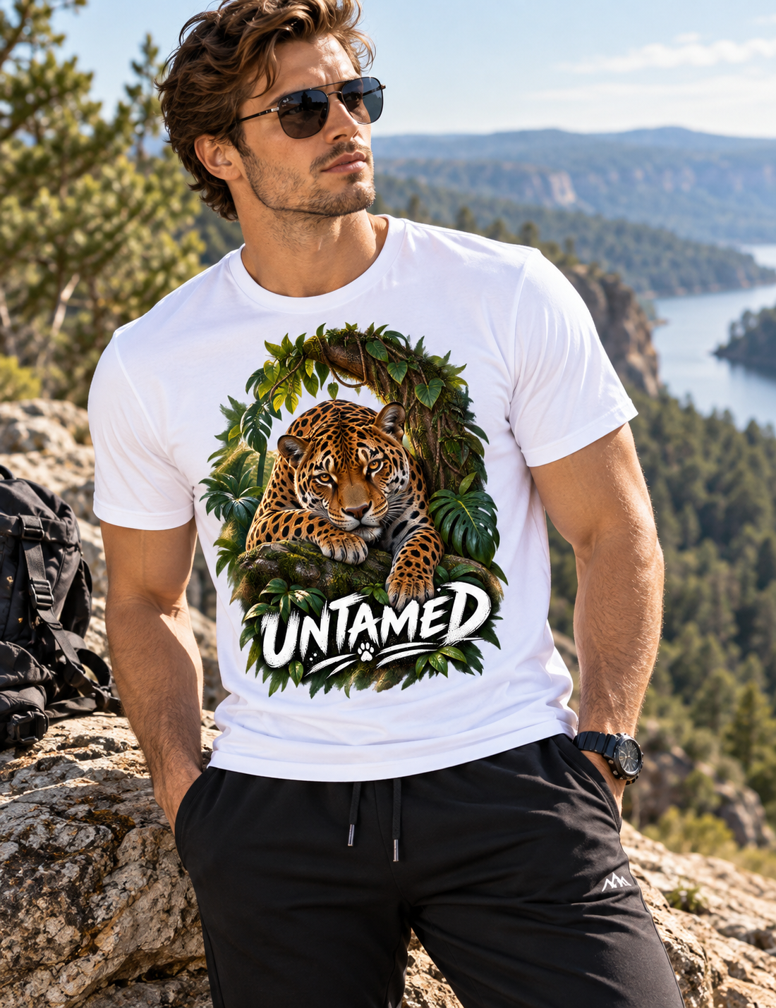 Printed Crew Neck Jungle Tee - White