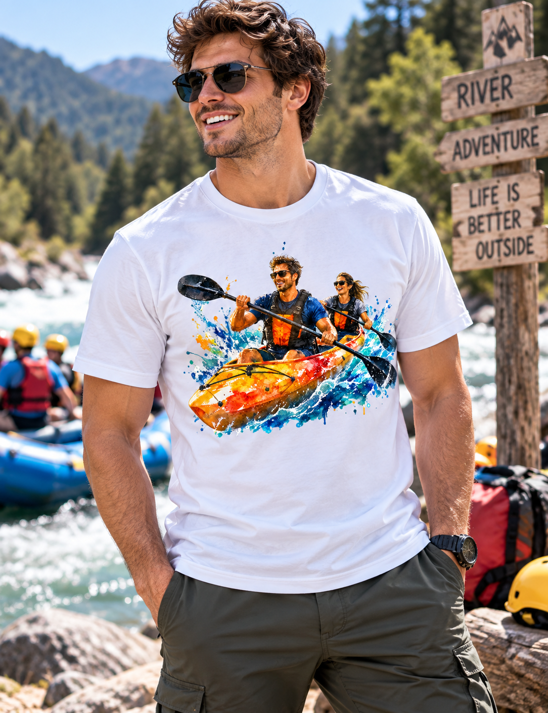 Printed Crew Neck Unbound Tee - White